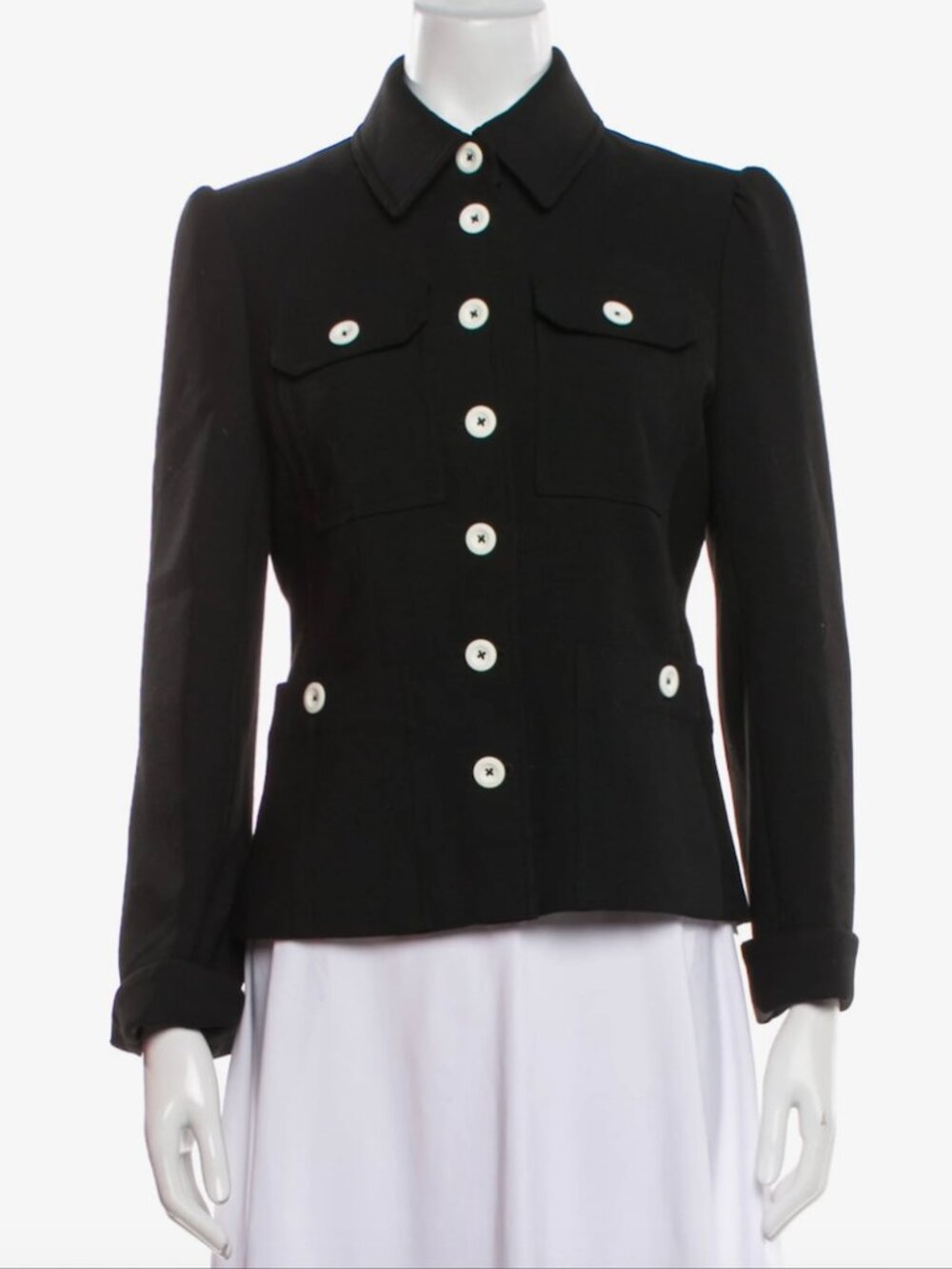 ME+EM Tailored Black Jacket with White Buttons and Removable Belt US Size 6 - Picture 3 of 11